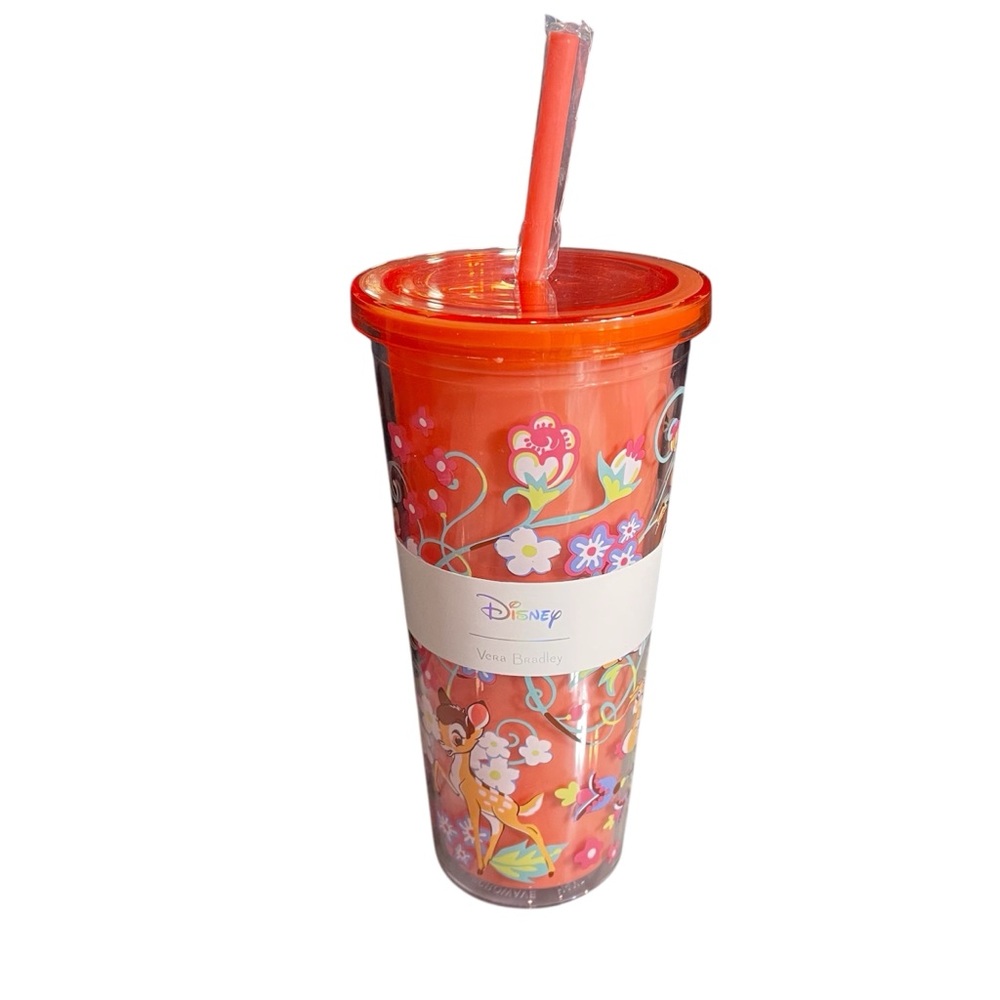 Vera Bradley Disney Bambi Double Wall Tumbler With Straw 24 oz. NWT